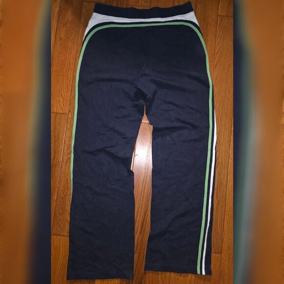 ​Y2K SJB Active M Navy Blue Track Pants White/Green Side Stripe - Picture 1 of 3
